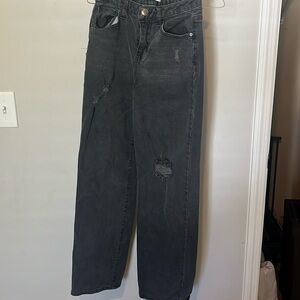 Black hi rise wide leg jeans